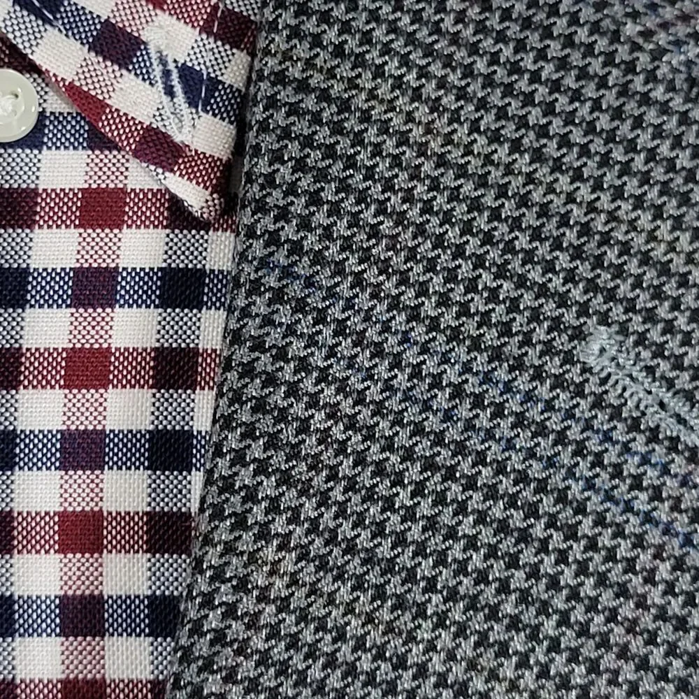 Croft‎ Barrow Men's Sport Coat Blazer Two Button Gray Houndstooth Poly Blend 44R